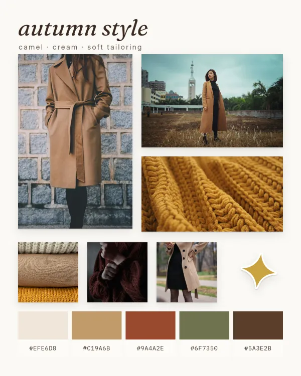 The Personal style template, shown with sample photos: outfits, details and colours, lookbook style.